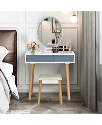 Costway Vanity Makeup Table Touch Screen Dressing Stool Set