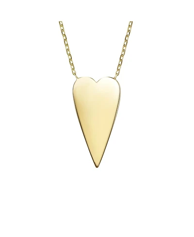 14k Gold Plated Elongated Modern Shiny Heart Layering Necklace