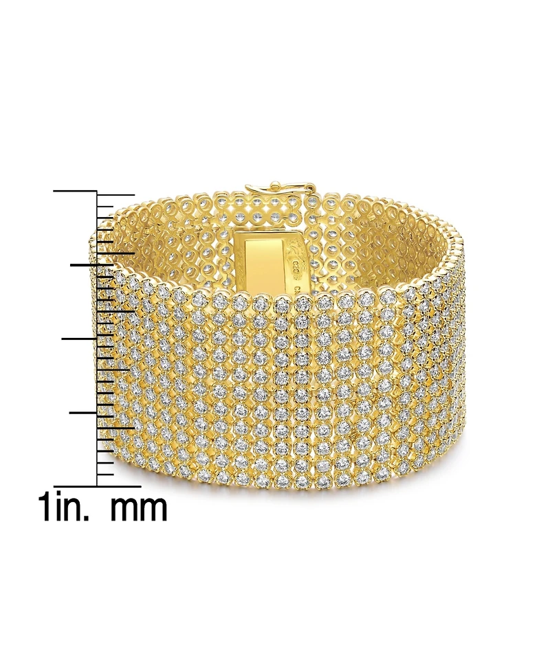 14k Gold Plated with Cubic Zirconia Lux Mesh Link Bracelet
