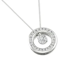 Diamond Orbital Halo Pendant Necklace (1/3 ct. t.w.) in 10k White Gold, 16" + 2" extender