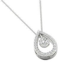 Diamond Orbital Halo Teardrop Pendant Necklace (1/4 ct. t.w.) in 10k White Gold, 16" + 2" extender