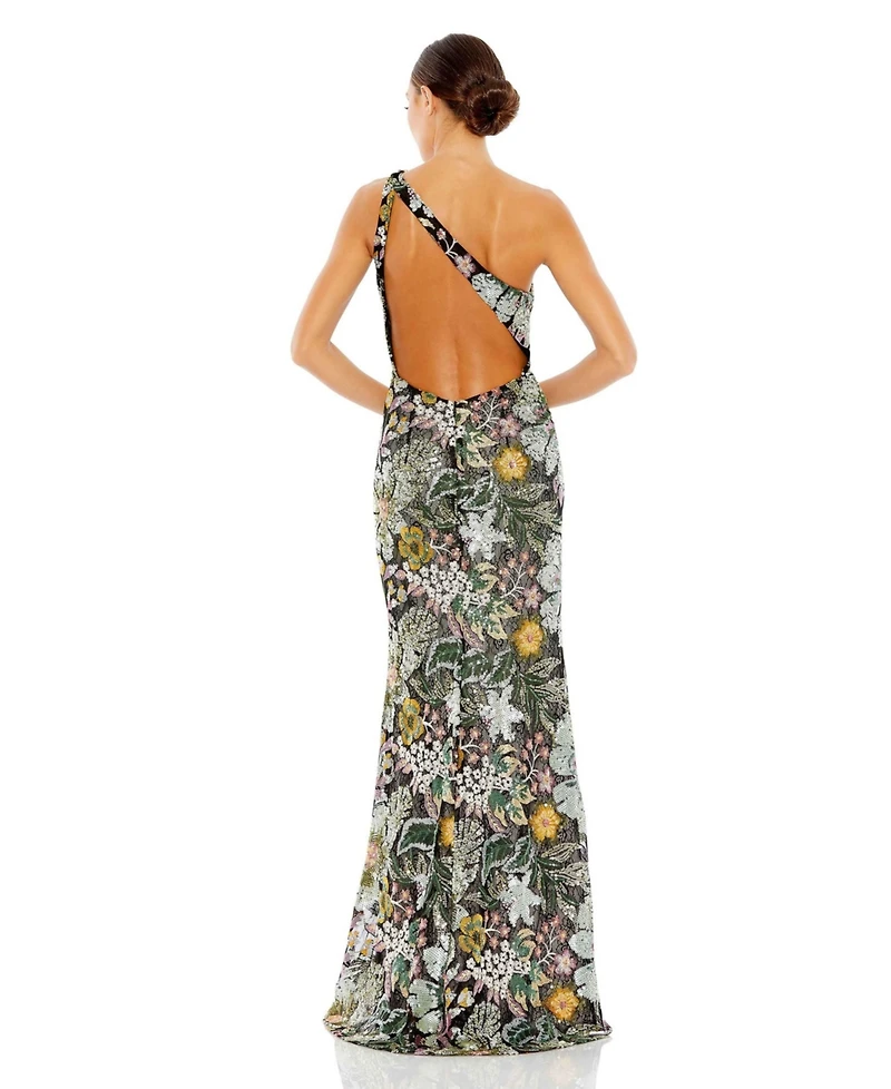 Mac Duggal Women's Embellished Floral One Shoulder Gown