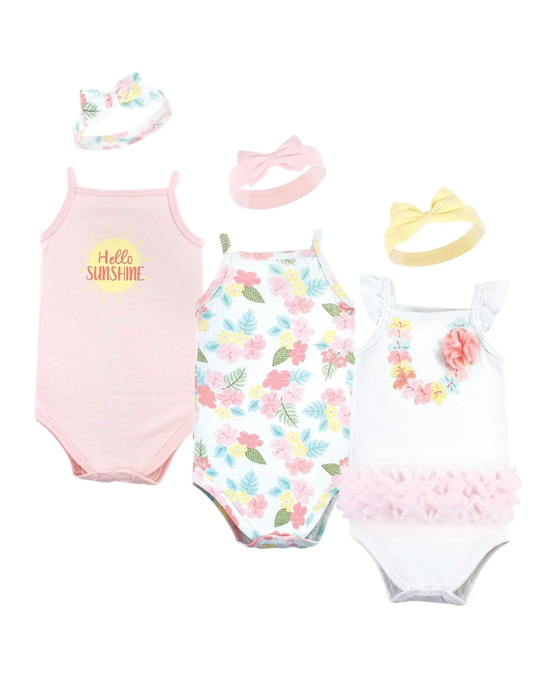 Little Treasure Baby Girls Sleeveless One-Piece with Matching Hairband