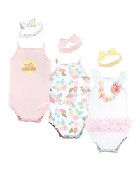 Little Treasure Baby Girls Sleeveless One-Piece with Matching Hairband