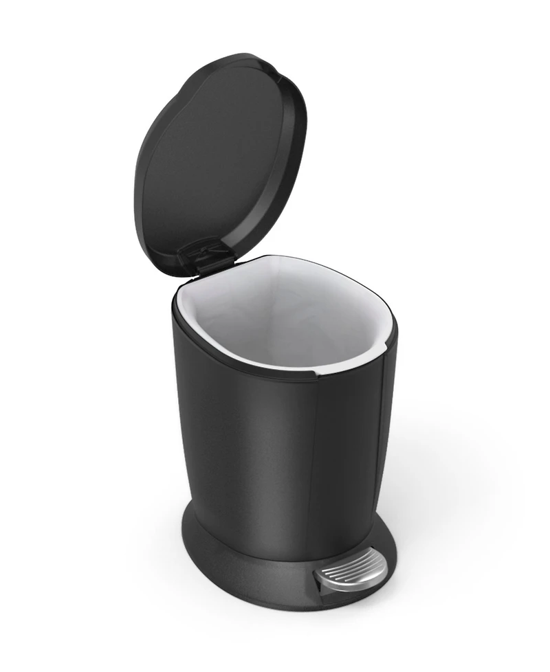 simplehuman 6 Liter Plastic Round Step Bathroom Trash Can with Soft-Close Lid