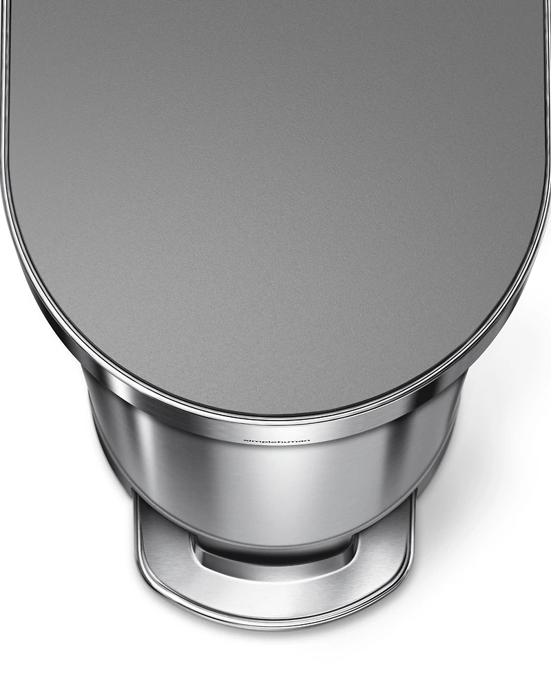 simplehuman 45 Liter Slim Kitchen Trash Can with Liner Pocket, Stainless Steel with Grey Plastic Lid