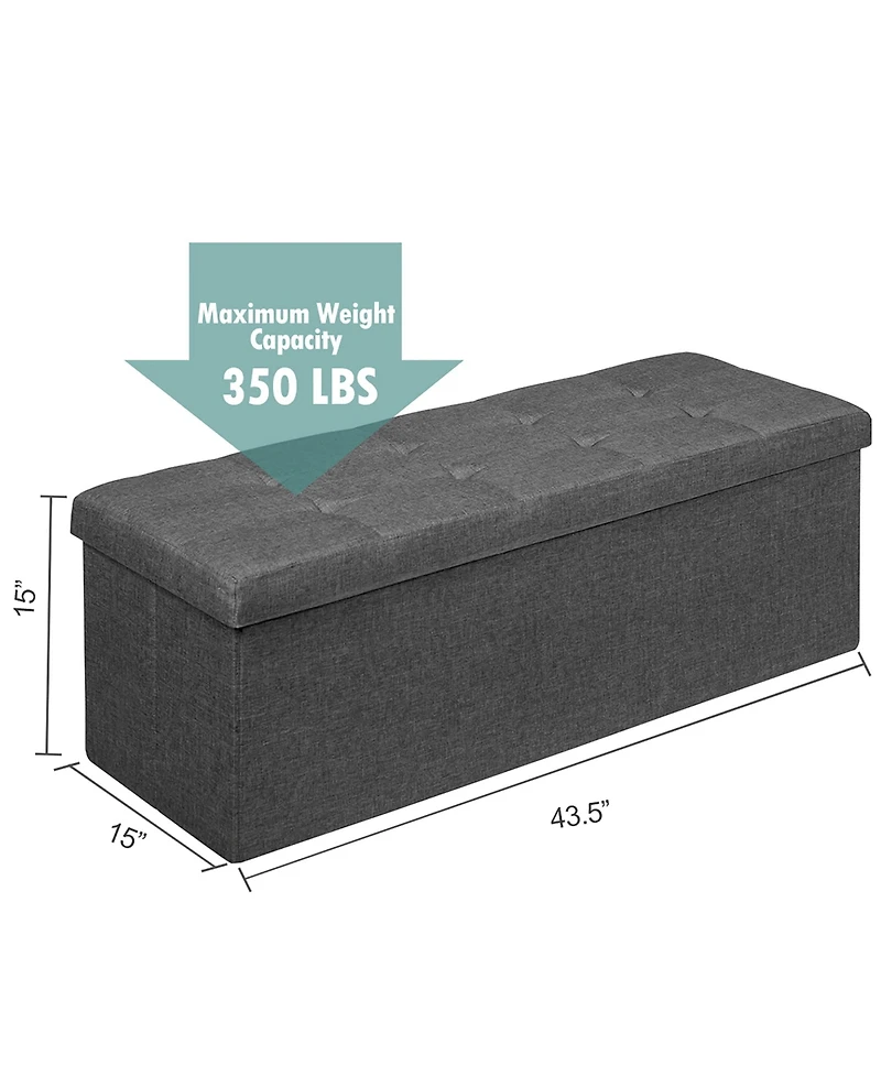 Fabric Folding Storage Ottoman Chest W/Divider Bed End Bench