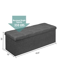 Fabric Folding Storage Ottoman Chest W/Divider Bed End Bench