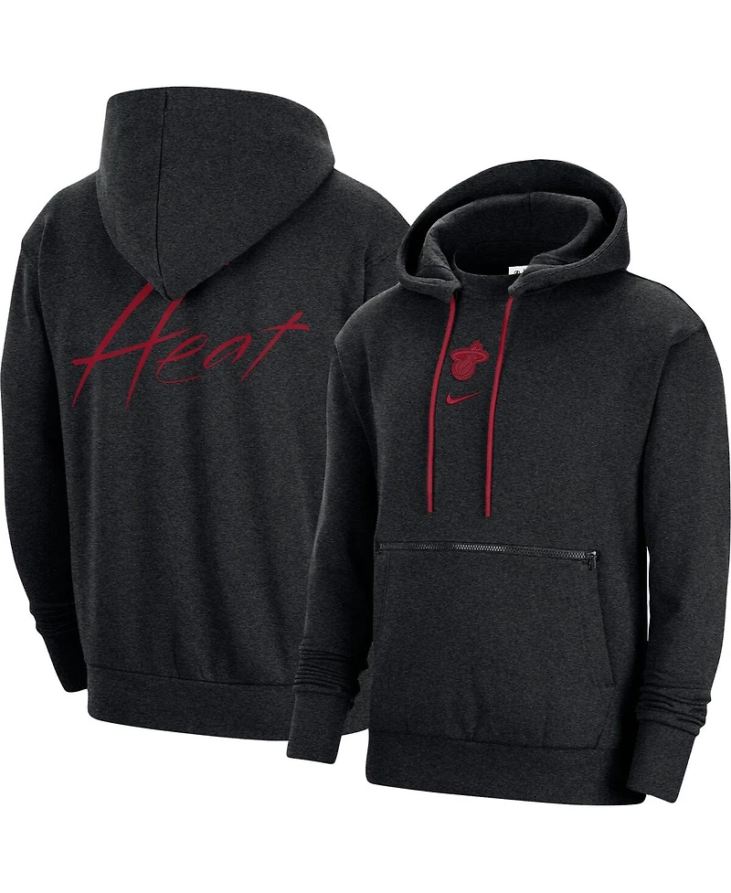 Men's Nike Heather Black Miami Heat Courtside Versus Flight Pullover Hoodie