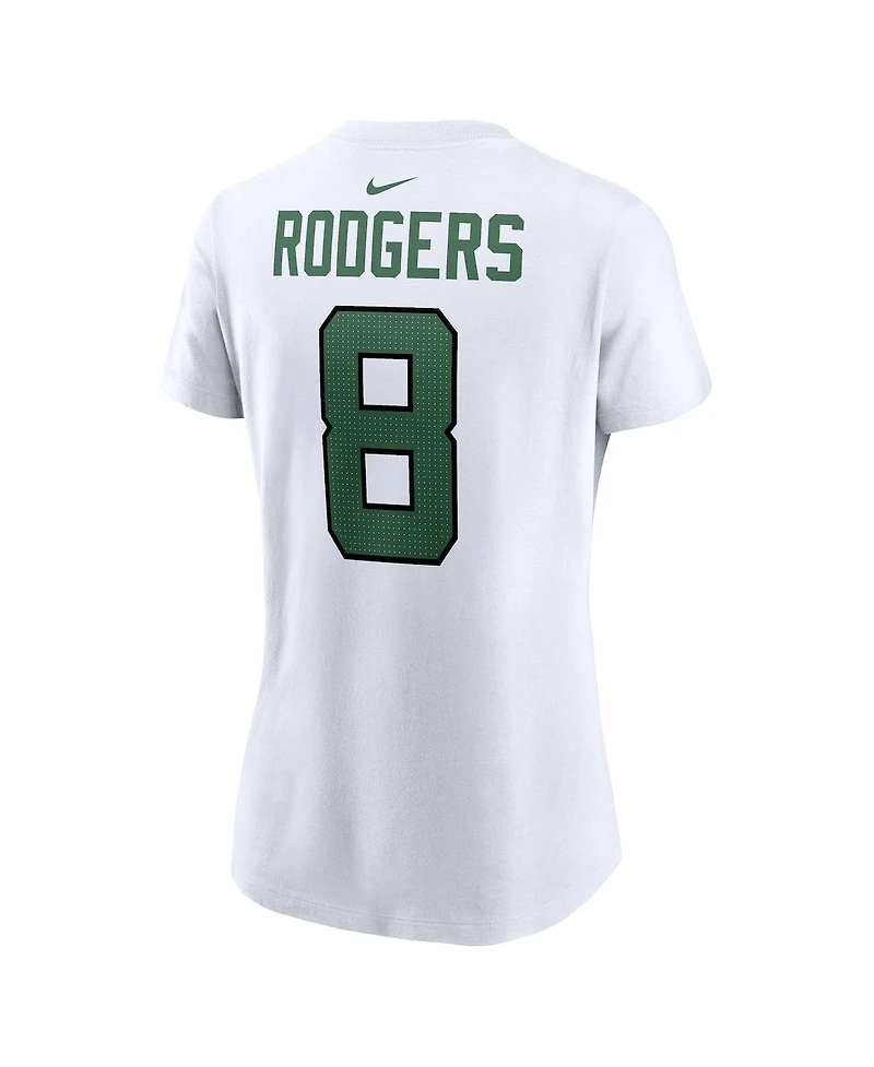 Women's Nike Aaron Rodgers White New York Jets Player Name and Number T-shirt