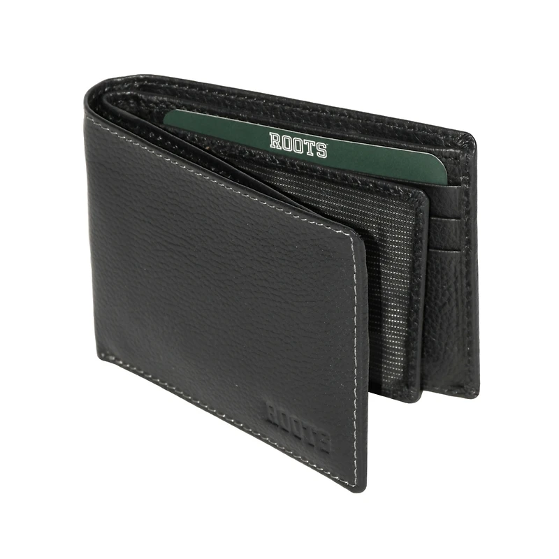 Roots Men's Men Leather Slimfold Wallet with Removable Passcase