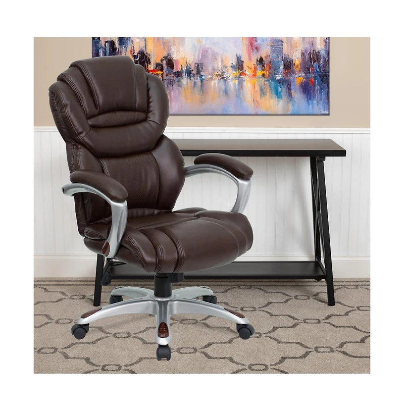 Emma+Oliver High Back Executive Swivel Ergonomic Office Chair With Accent Layered Seat/Back