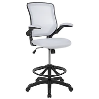 Emma+Oliver Mid-Back Mesh Ergonomic Drafting Chair With Foot Ring And Flip-Up Arms