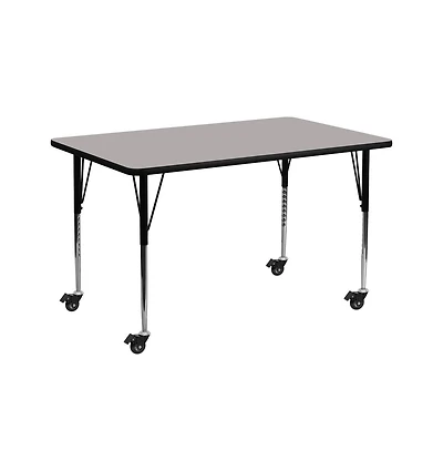 Emma+Oliver Mobile 24X60 Rectangle Hp Laminate Adjustable Activity Table