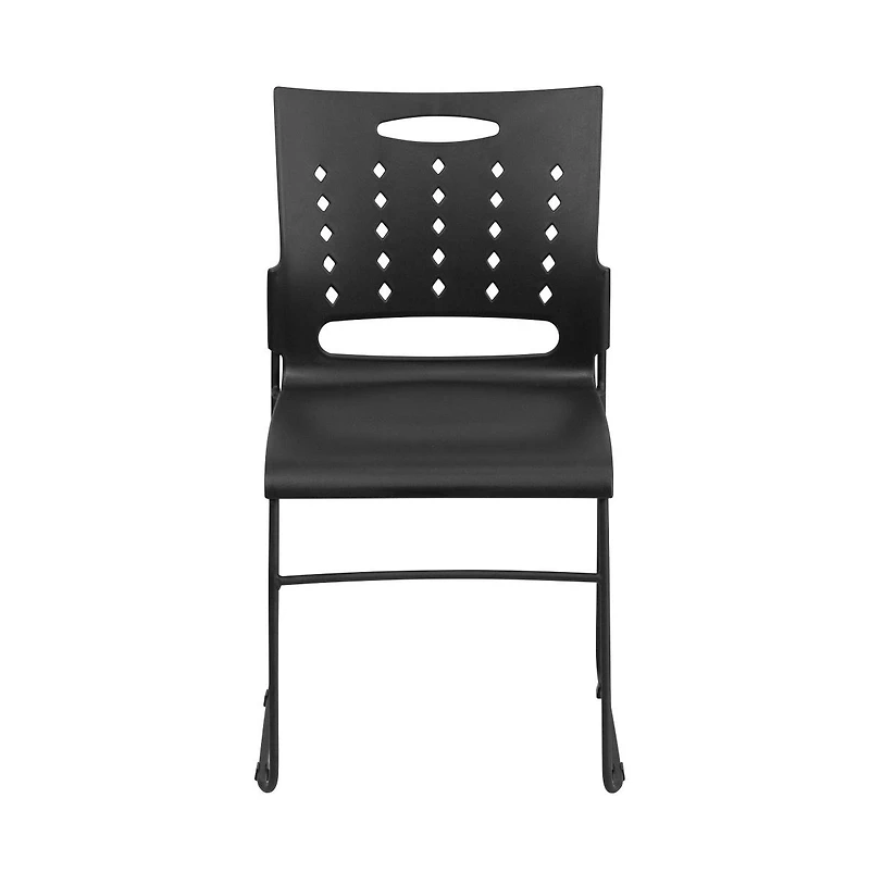 Emma+Oliver Home Office Plastic Accent Sled Base Stack Chair - Air-Vent Back