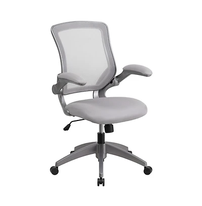 Emma+Oliver Mid-Back Mesh Swivel Ergonomic Task Office Chair With Gray Frame & Flip-Up Arms