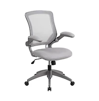 Emma+Oliver Mid-Back Mesh Swivel Ergonomic Task Office Chair With Gray Frame & Flip-Up Arms