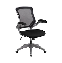Emma+Oliver Mid-Back Mesh Swivel Ergonomic Task Office Chair With Gray Frame & Flip-Up Arms