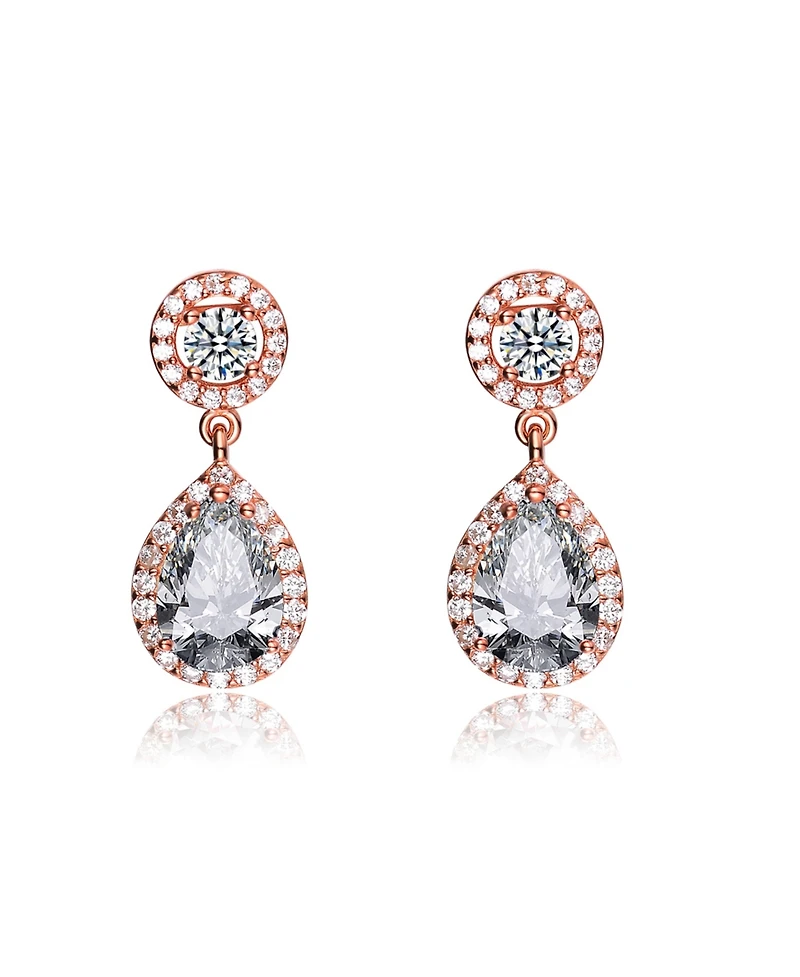 Sterling Silver Cubic Zirconia Pear Drop Earrings