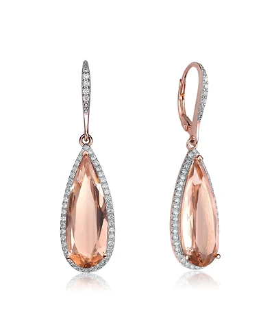 Elegant Teardrop Shaped Earrings with A Cubic Zirconia Middle Stone