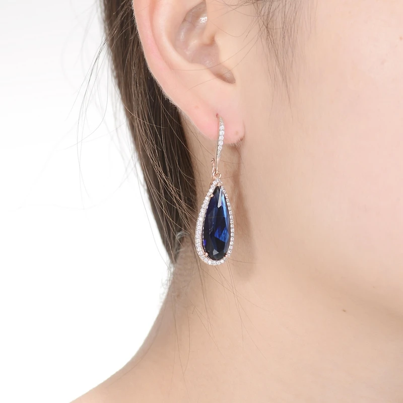 Elegant Teardrop Shaped Earrings with A Cubic Zirconia Middle Stone