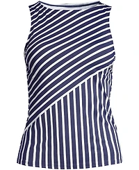 Lands' End Women's D-Cup Chlorine Resistant High Neck Upf 50 Modest Tankini Swimsuit Top