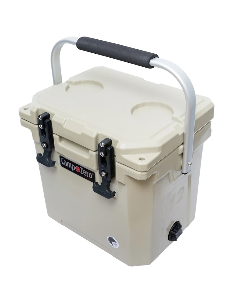Camp-zero 12 | 12.6 Qt. Premium Cooler with Molded-in Cup Holders and Folding Aluminum Handle Sage