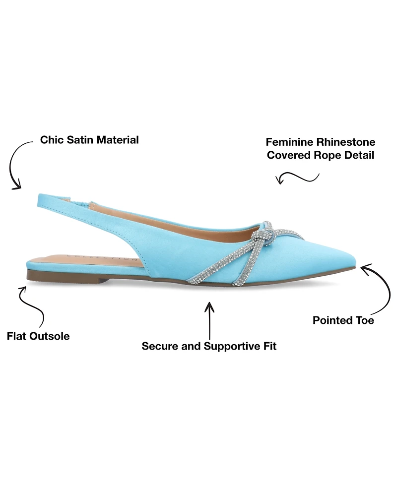 Journee Collection Women's Rebbel Rhinestone Knot Slingback Flats