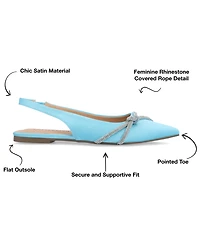 Journee Collection Women's Rebbel Rhinestone Knot Slingback Flats