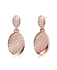 Rose Gold Overlay Pave Cubic Zirconia Dangle Earrings