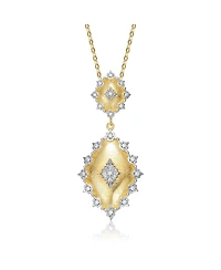 White Gold and 14K Gold Plated Cubic Zirconia Designed Pendant Necklace