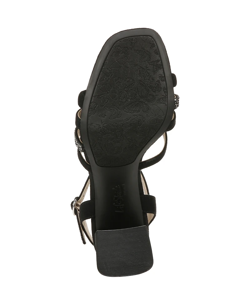 LifeStride Women's Belle Embellished Block Heel Dress Sandals