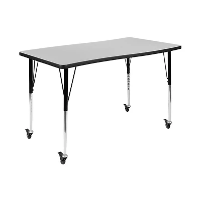 Emma+Oliver Mobile 28"Wx47.5"L Rectangle Wave Flexible Collaborative Adjustable Activity Table