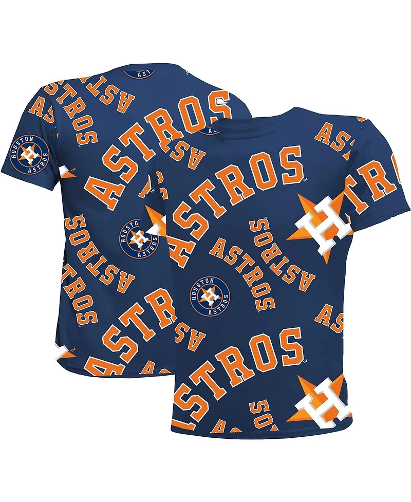 Big Boys and Girls Stitches Navy Houston Astros Allover Team T-shirt