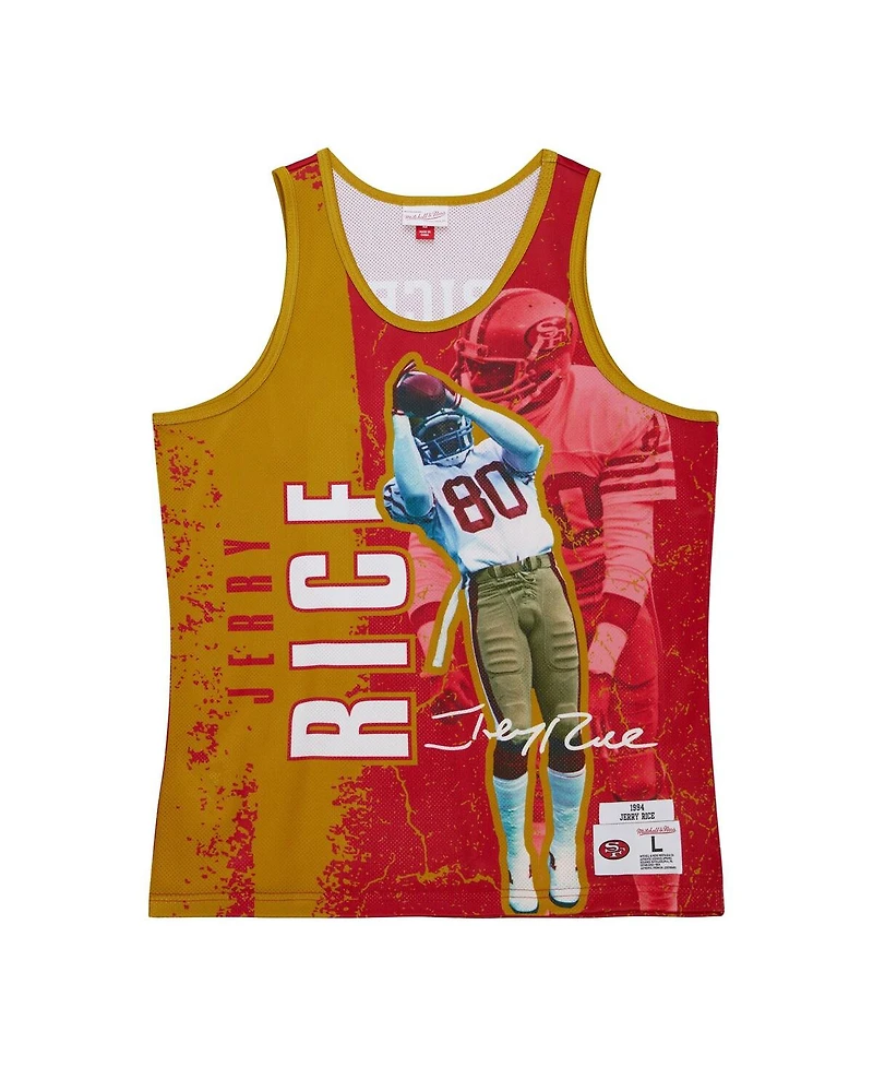 Men's Mitchell & Ness Jerry Rice Scarlet San Francisco 49ers 1994 Player Burst Tank Top