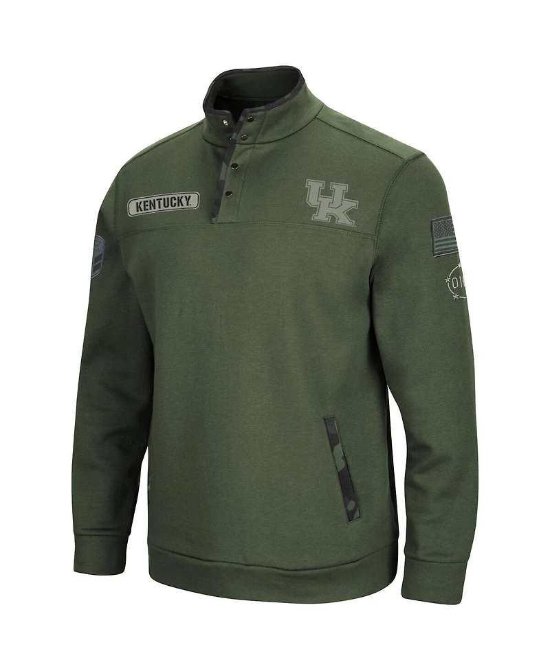 Men's Colosseum Olive Kentucky Wildcats Oht Military-Inspired Appreciation Digital Camo Quarter-Snap Jacket
