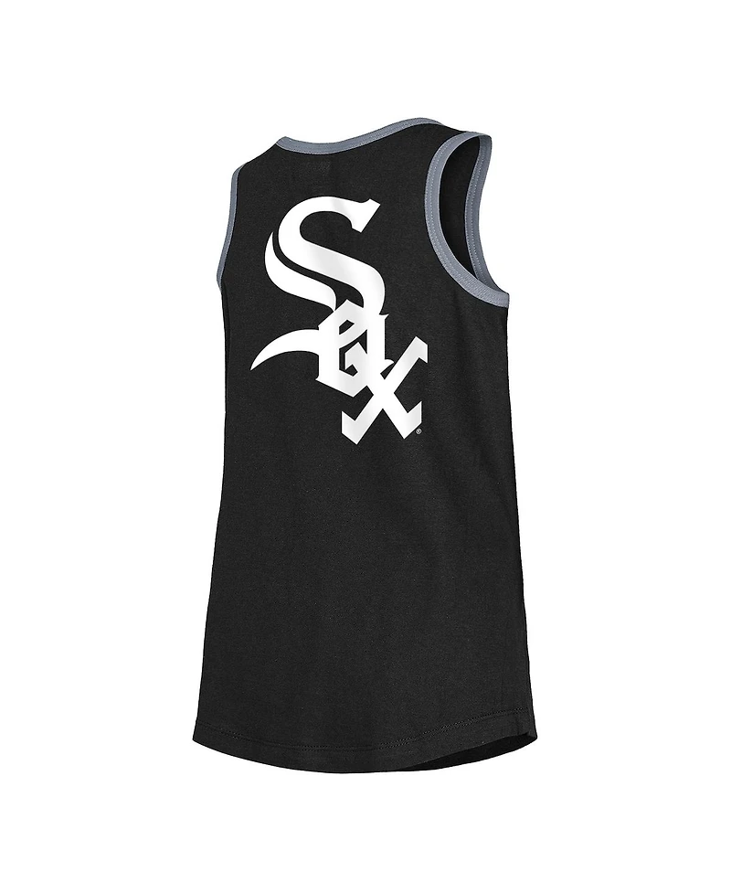 Big Girls New Era Black Chicago White Sox Henley Tank Top