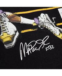 Men's Mitchell & Ness Magic Johnson Black Los Angeles Lakers Hardwood Classics Caricature T-shirtMen's Mitchell & Ness Magic Johnson Black Los Angeles