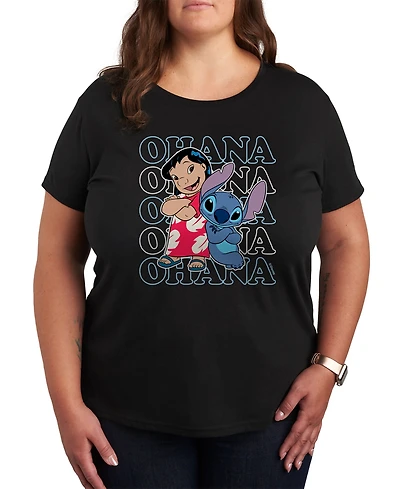 Hybrid Apparel Trendy Plus Lilo and Stitch Graphic T-shirt