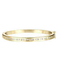 14k Yellow Gold Plated with Bezel Set -Like Cubic Zirconia Baguette Bangle Bracelet