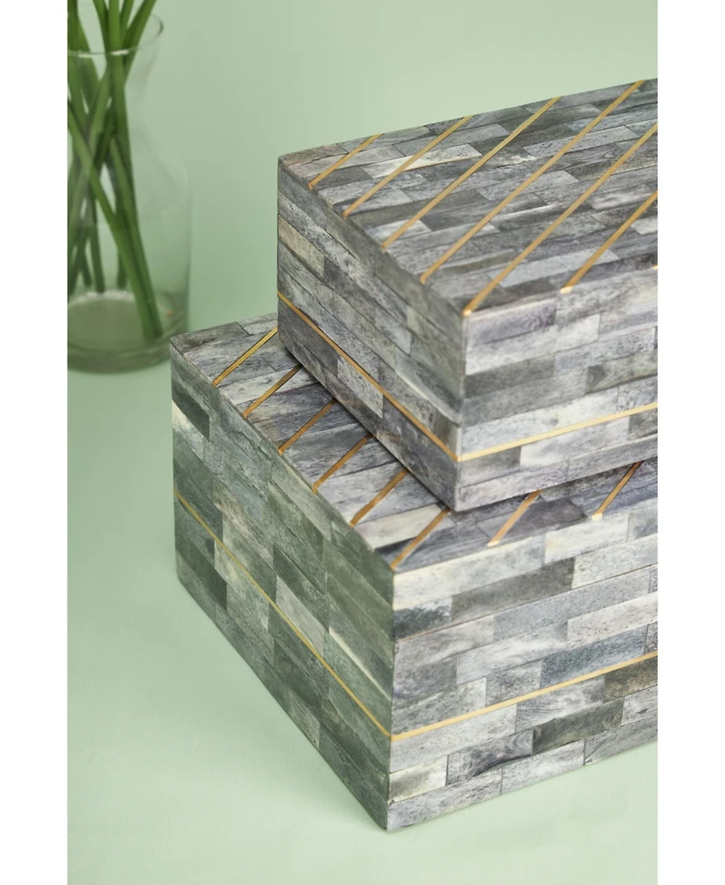 Gauri Kohli Monaco Gray Decorative Boxes, Set of 2