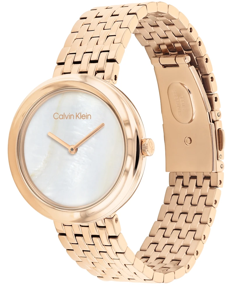 Calvin Klein Women's 2H Quartz Carnation Gold-Tone Stainless Steel Bracelet Watch 34mm