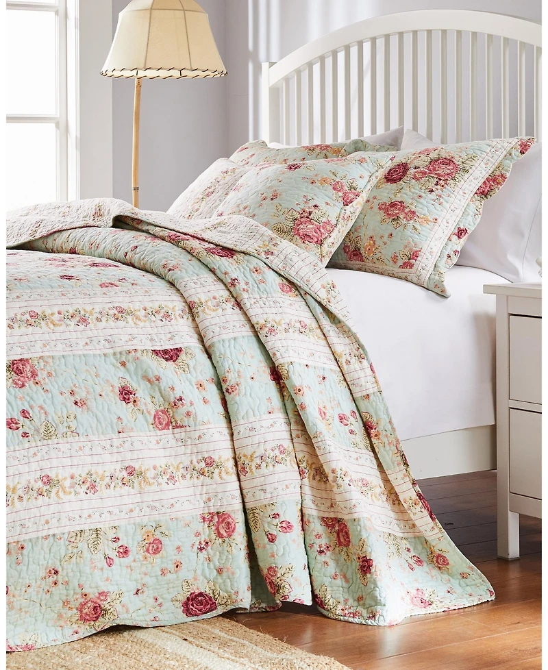 Greenland Home Fashions Antique-Like Rose 100% Cotton Traditional 3 Piece Bedspread Set