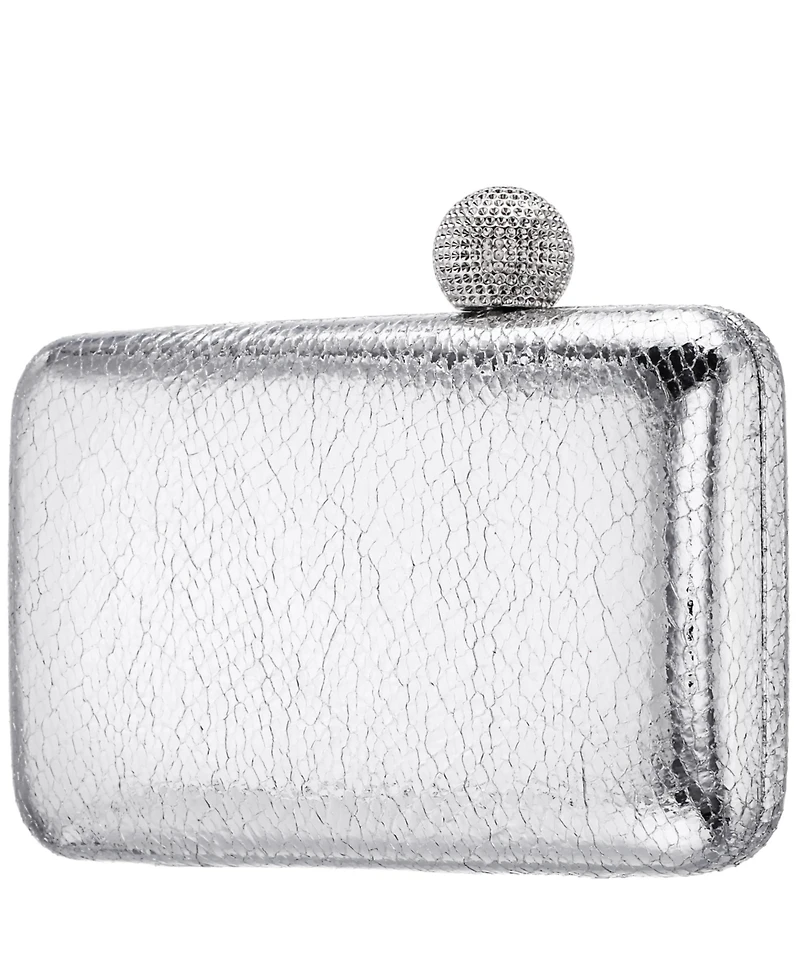 Nina Embossed Snake Minaudiere with Crystal Clasp