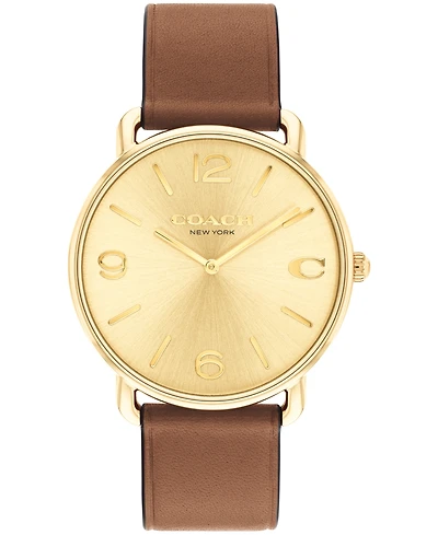 Coach Unisex Elliot Saddle Leather Strap Watch, 40mm