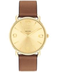 Coach Unisex Elliot Saddle Leather Strap Watch, 40mm