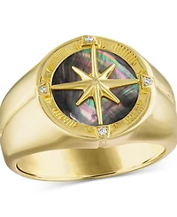 Bulova Men's Marine Star Diamond Accent Ring 14k Gold-Plated Sterling Silver