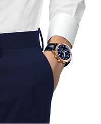 Tissot Men's Swiss Chronograph Xl Classic Blue Leather Strap Watch 45mm