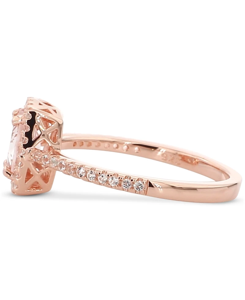 Aquamarine (1-1/4 ct. t.w.) & White Topaz (1/5 Halo Ring Gold-Plated Sterling Silver (Also Tanzanite Morganite)