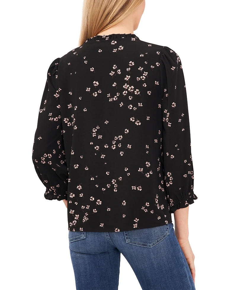 CeCe Women's Floral-Print Button-Front Blouse
